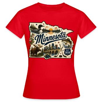 Minnesota Land of 10.000 Lakes Vintage-Aufkleber - Frauen T-Shirt - Rot - Vorne - AI Model Female 172 dark (172cm)