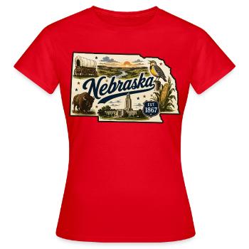 Nebraska Cornhusker State Vintage Sticker - Women's T-Shirt - red - Front - AI Model Female 172 dark (172cm)