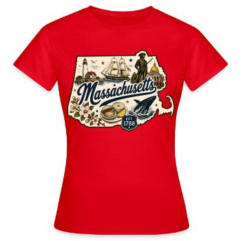 Massachusetts Vintage State Pride Aufkleber - Frauen T-Shirt - Rot - Vorne - AI Model Female 172 dark (172cm)