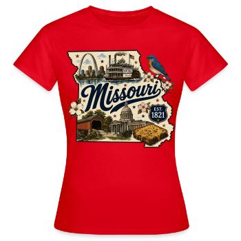 Missouri Show Me State Vintage-Reiseaufkleber - Frauen T-Shirt - Rot - Vorne - AI Model Female 172 dark (172cm)