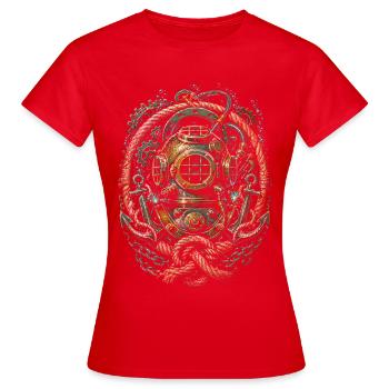 Berufstaucher Industrietaucher - Frauen T-Shirt - Rot - Vorne - AI Model Female 172 dark (172cm)