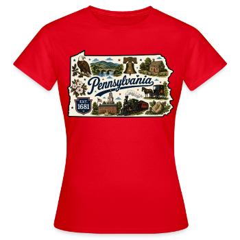 Pennsylvania Keystone State Vintage-Aufkleber - Frauen T-Shirt - Rot - Vorne - AI Model Female 172 dark (172cm)