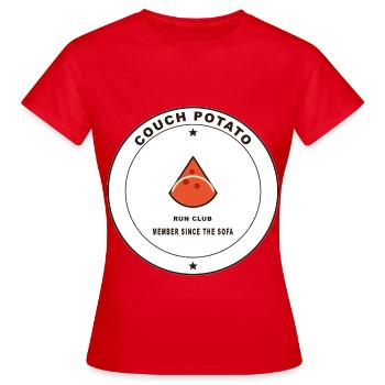 Couch Potato Laufclub Logo - Frauen T-Shirt - Rot - Vorne - AI Model Female 172 dark (172cm)