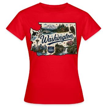 Autocollant vintage du mont Rainier dans l’État de Washington - T-shirt Femme - rouge - Devant - AI Model Female 172 dark (172cm)