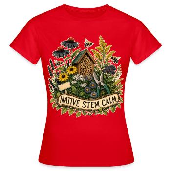 NATIVE STEM CALM Pflanzen - Frauen T-Shirt - Rot - Vorne - AI Model Female 172 dark (172cm)
