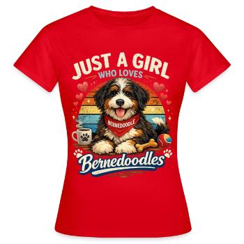 Einfach nur ein Mädchen, das Bernedoodles liebt - Frauen T-Shirt - Rot - Vorne - AI Model Female 172 dark (172cm)