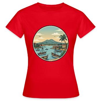 Neapel, Italien, Vesuv-Bucht-Aufkleber - Frauen T-Shirt - Rot - Vorne - AI Model Female 172 dark (172cm)
