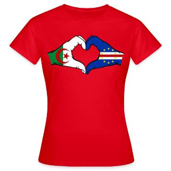 Algérie Drapeau du Cap-Vert Mains Forme de cœur - T-shirt Femme - rouge - Devant - AI Model Female 172 dark (172cm)