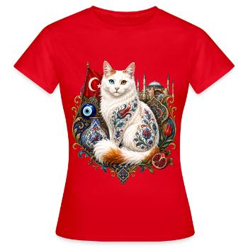Osmanische Katze - Frauen T-Shirt - Rot - Vorne - AI Model Female 172 dark (172cm)