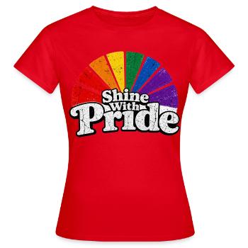Shine With Pride LGBTQ Statement Retro CSD Fan - Women's T-Shirt - red - Front - AI Model Female 172 dark (172cm)
