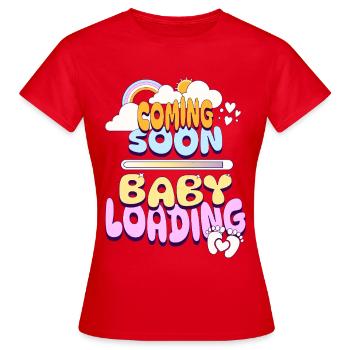 Bald Baby lädt - Frauen T-Shirt - Rot - Vorne - AI Model Female 172 dark (172cm)