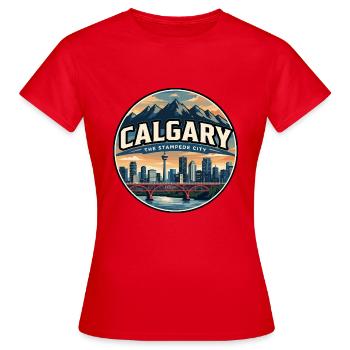 Badge de voyage rétro du pont de la paix de Calgary - T-shirt Femme - rouge - Devant - AI Model Female 172 dark (172cm)