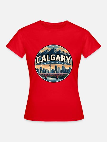 Retro Calgary Peace Bridge Reiseabzeichen - Frauen T-Shirt - Rot