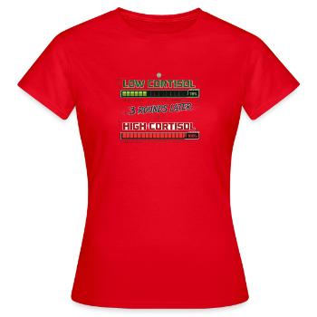 Low Cortisol – 3 Rounds Later - Women's T-Shirt - red - Front - AI Model Female 172 dark (172cm)