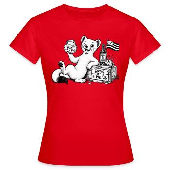 Vaelosek l hermine apéro  - T-shirt Femme - rouge - Devant - AI Model Female 172 dark (172cm)