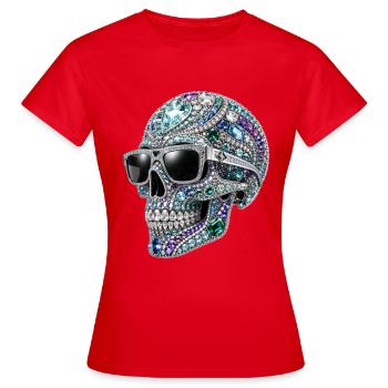 Crâne en bijou avec lunettes de soleil - T-shirt Femme - rouge - Devant - AI Model Female 172 dark (172cm)