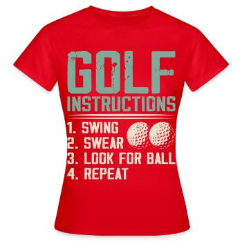 Instructions de golf – Swing, jurons, recherche - T-shirt Femme - rouge - Devant - AI Model Female 172 dark (172cm)