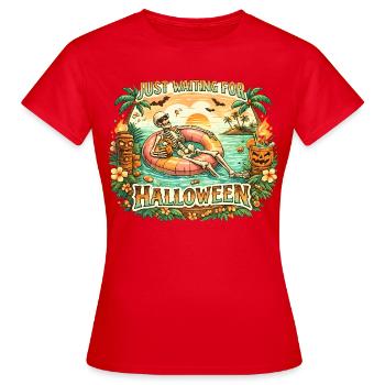 Waiting for Halloween Skeleton Hallloween Anticipation - Women's T-Shirt - red - Front - AI Model Female 172 dark (172cm)