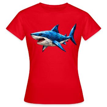 Requin low poly - T-shirt Femme - rouge - Devant - AI Model Female 172 dark (172cm)