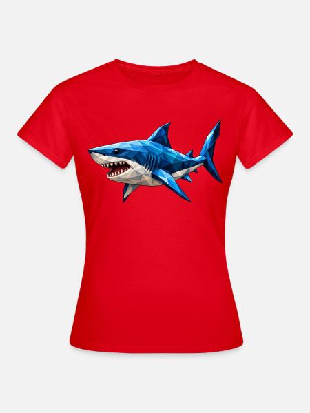 Low Poly Hai - Frauen T-Shirt - Rot