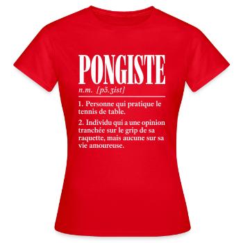 Pongiste – Définition humoristique - T-shirt Femme - rouge - Devant - AI Model Female 172 dark (172cm)