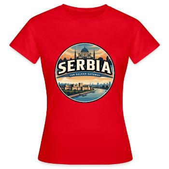 Insigne rétro de la forteresse de Belgrade en Serbie - T-shirt Femme - rouge - Devant - AI Model Female 172 dark (172cm)