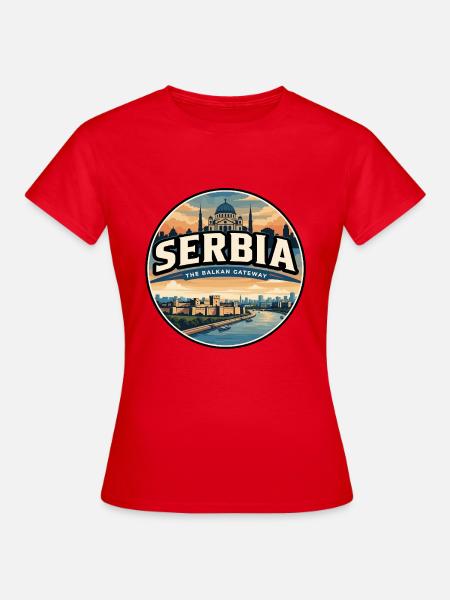 Retro-Serbien Belgrader Festungsabzeichen - Frauen T-Shirt - Rot
