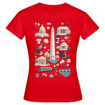 Washington D.C. | Monuments & Cherry Blossoms - Women's T-Shirt - red - Front - AI Model Female 172 dark (172cm)