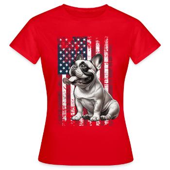 Bouledogue français US Französische Bulldogge - T-shirt Femme - rouge - Devant - AI Model Female 172 dark (172cm)
