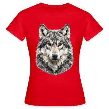 Wolf Head Portrait in Wool the Wolf - Women's T-Shirt - red - Front - AI Model Female 172 dark (172cm)