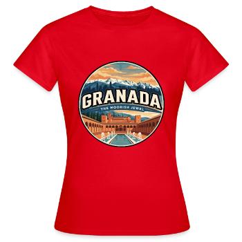 Écusson rétro du palais Granada Alhambra - T-shirt Femme - rouge - Devant - AI Model Female 172 dark (172cm)