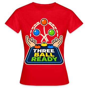 THREE BALL READY - Women's T-Shirt - red - Front - AI Model Female 172 dark (172cm)