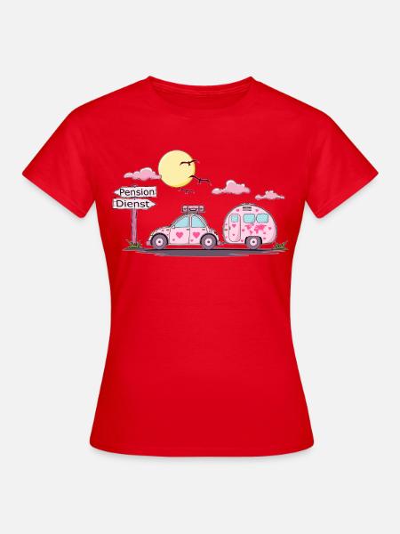 Auto mit Anhänger Pension Schild - Frauen T-Shirt - Rot