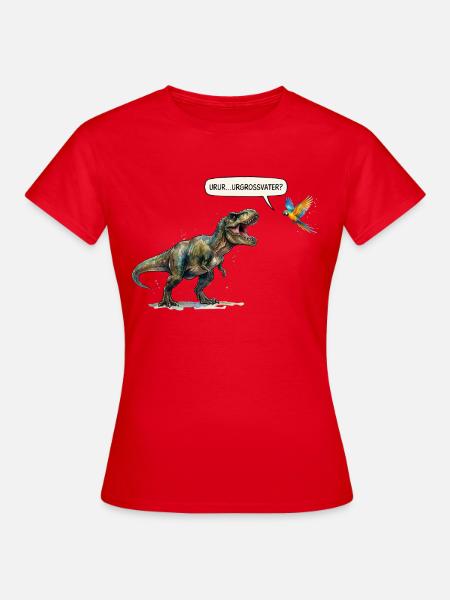 Ururururgrossvater T-Rex und Papagei - Evolution - Frauen T-Shirt - Rot