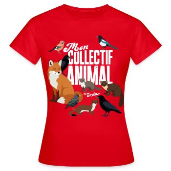 Mein Tierkollektiv - Frauen T-Shirt - Rot - Vorne - AI Model Female 172 dark (172cm)