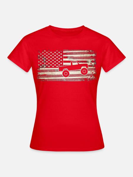 Grunge-Flagge-Monstertruck - Frauen T-Shirt - Rot