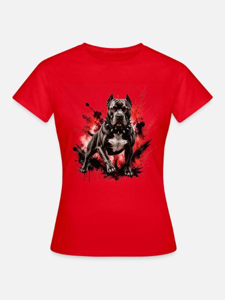 Pitbull mit rotem Spritzer - Frauen T-Shirt - Rot