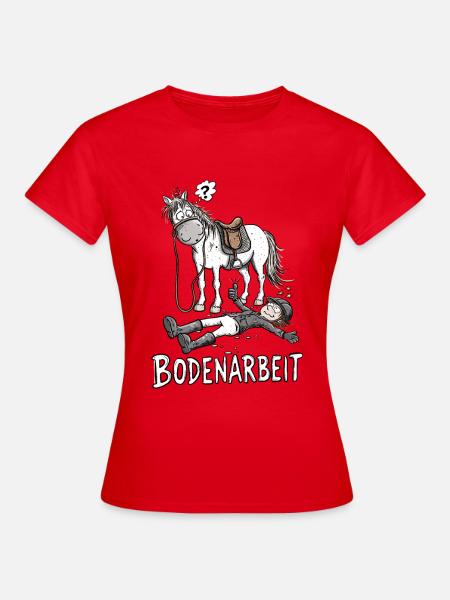 Bodenarbeit Pferde Comic Reiter Pferd Cartoon - Frauen T-Shirt - Rot