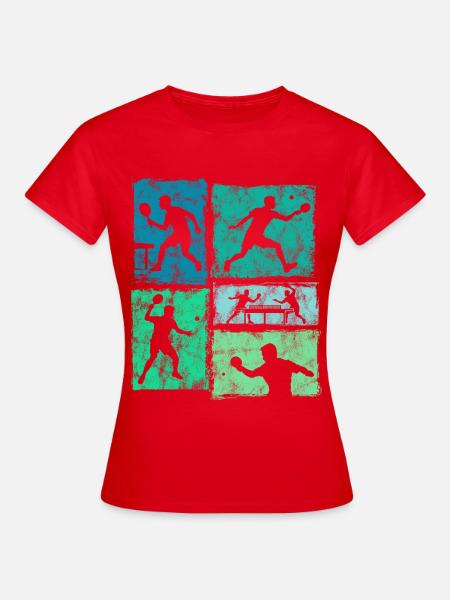 Tischtennis Moodboard für Ping-Pong Spieler - Frauen T-Shirt - Rot