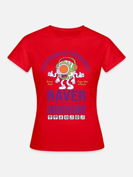 Psychedelic Frequency Raver Trippy Mushroom Rave - Frauen T-Shirt - Rot