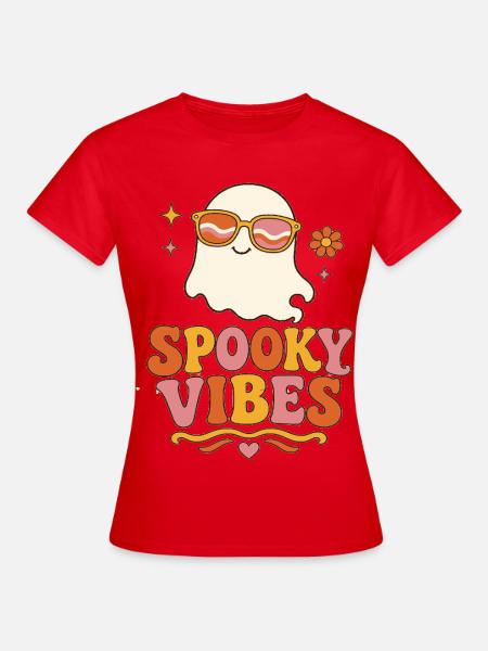 Spooky Vibes Ghost Retro - Frauen T-Shirt - Rot