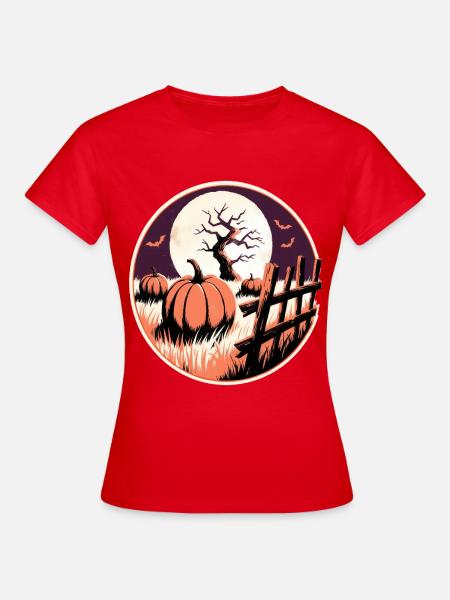 Kürbisfeld Nacht - Frauen T-Shirt - Rot