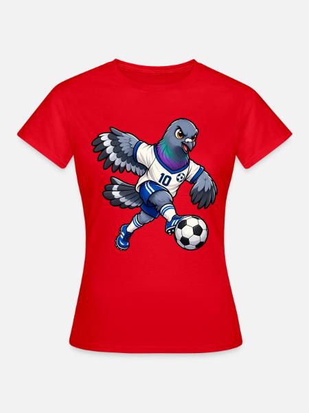Taube beim Fußball - Frauen T-Shirt - Rot