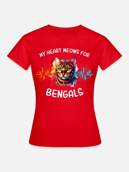Bengalkatze Herzlinie - Frauen T-Shirt - Rot