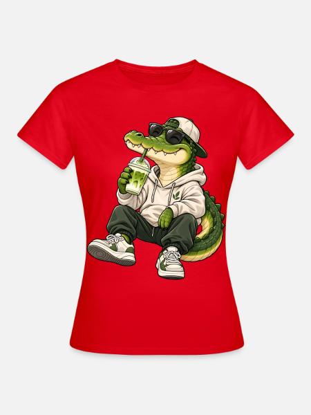 Krokodil mit Matcha Latte - Frauen T-Shirt - Rot