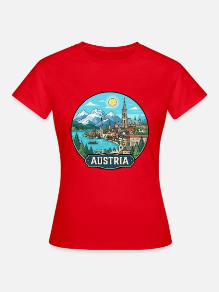 Austria Reiseabzeichen Hallstatt Alpen - Frauen T-Shirt - Rot