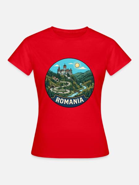 Rumänien Reiseabzeichen Bran Dracula Schloss - Frauen T-Shirt - Rot