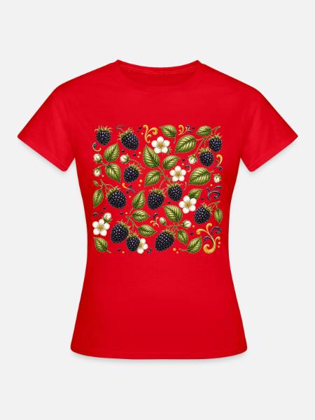 Brombeeren Muster Beeren Wald Botanisch Früchte - Frauen T-Shirt - Rot