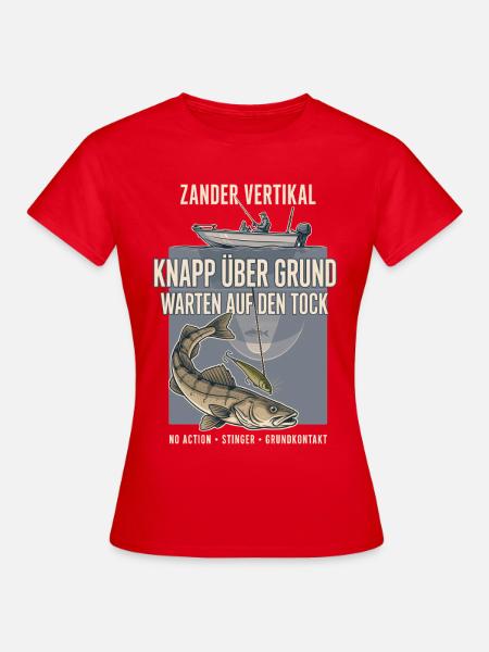 Zander Vertikal Knapp Über Grund - Frauen T-Shirt - Rot