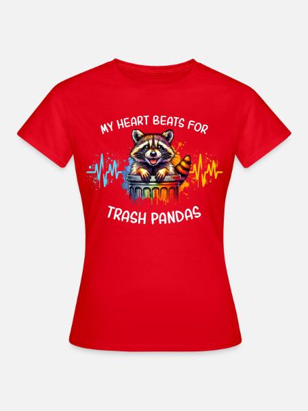 Waschbär Herzlinie - Frauen T-Shirt - Rot